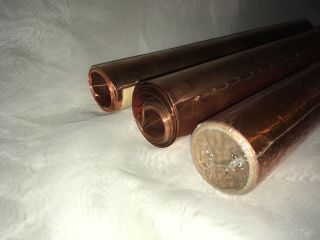 Partial Rolls of Vintage 36 & 40 Gauge Copper Tooling Foil 12” Wide 3