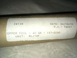 Partial Rolls of Vintage 36 & 40 Gauge Copper Tooling Foil 12” Wide 4