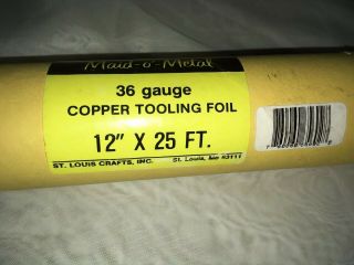 Partial Rolls of Vintage 36 & 40 Gauge Copper Tooling Foil 12” Wide 5