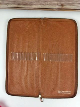 Vtg Bernat - Aero Knitting Needle Case Leather Zipper Made In England 5 X 12 "