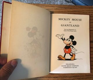 Disney ' s Mickey Mouse in Giantland,  1st Ed.  HC 1934 McKay Pub,  Fine not BLB 5