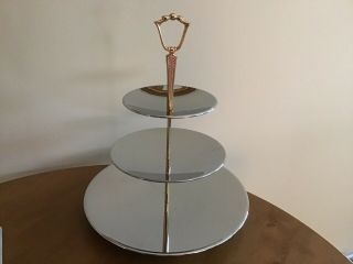 Vintage Kromex 3 Tier Serving Tray And Instructions