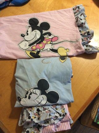 Vintage 3 Pc Disney Minnie Mouse Twin Sz Sheet Set Fabric B22