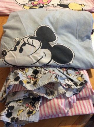 Vintage 3 Pc Disney Minnie Mouse Twin Sz Sheet Set Fabric B22 3