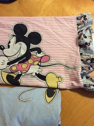 Vintage 3 Pc Disney Minnie Mouse Twin Sz Sheet Set Fabric B22 4