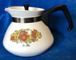 Vintage Corning Ware P - 104 Spice Of Life Teapot With Metal Lid 6 Cup