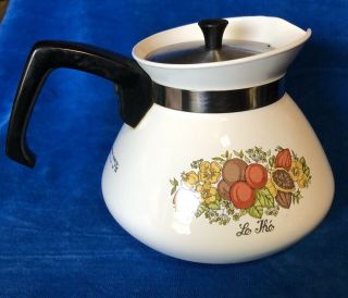 Vintage Corning Ware P - 104 Spice of Life TeaPot with Metal Lid 6 Cup 2