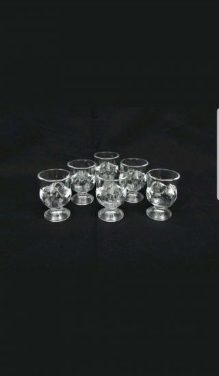 6 Vintage Clear Glass Chicken Egg Cup Holders France