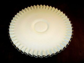 Vintage Fenton Milk Glass Silver Crest Low Footed Pedestal Cake Plate Stand