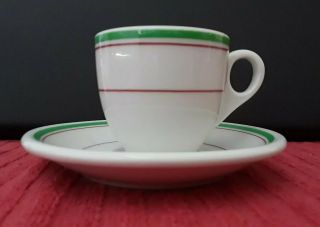 Vintage Espresso Demitasse Cup Saucer Shenango Restaurant Stripes (set Of 4)