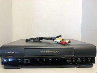 Quasar Vhq750 Video Cassette Recorder Vhs Player 4 Head Hifi Vcr - W/ Rca Cables
