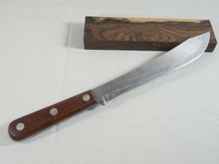 Vintage Butcher Knife 8 " Stainless Steel Blade Wood Handle