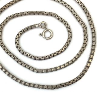 Vintage Sterling Silver Box Chain Necklace 925 Made In Italy 17.  5” Long
