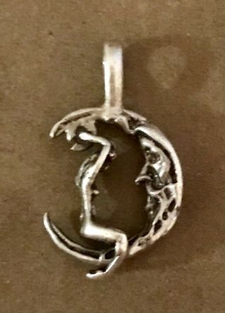 Vintage Sterling Silver Naughty Nude & Man In The Moon Movable Charm