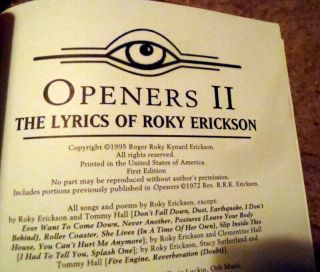 ROKY ERICKSON - OPENERS II 2 - 1995 FIRST EDITION - 13th FLOOR ELEVATORS - 2.  13.  61 2