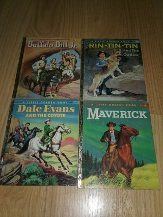 4 Vintage A Little Golden Books - Maverick,  Rin - Tin - Tin & More