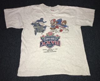 Vintage 90s Dallas Cowboys Vs Buffalo Bills Bowl Xxvii T Shirt Size L 1993