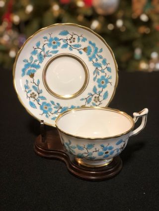 Vintage Royal Chelsea England White,  Blue & Gold Bone China Cup Saucer