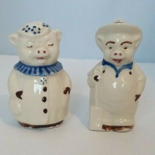 Vintage Shawnee Pottery Salt And Pepper Shakers Winnie Pig & Farmer Pig