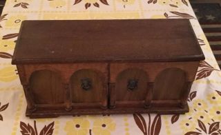 Vintage Wooden Jewelry Box Music Box - Lion Head Hardware
