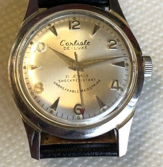 Vintage 21 Jewel Carlisle Swiss Deluxe Watch Runs Strong &