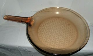 Vintage Corning Ware Vision Amber Glass 10 " Waffle Frying Pan
