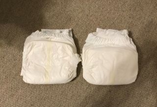 2x Vintage 90s Attends Adult Diapers.  Plastic Backing,  3 Tapes,  Waistband