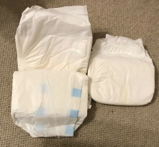 2x Vintage 90s Attends Adult Diapers.  Plastic Backing,  3 Tapes,  Waistband 2