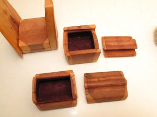 VTG MCM WOOD PUZZLE BOX HAND MADE ARTIST SIGNED 3 RING COMPARTMENTS HEART WOOD 3