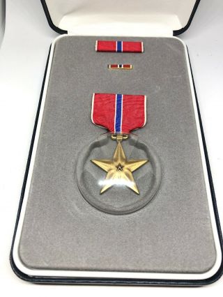 Vintage Us U.  S.  Bronze Star Medal,  Ribbon,  Army,  Box,  Pin,  Military,  Cased