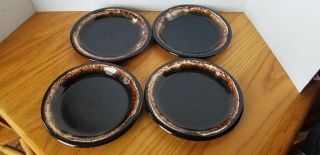 Vintage Pfaltzgraff/gourmet Brown Drip Dinner Plates/set - 4/used/usa Made