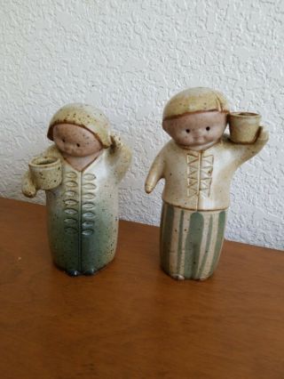 Vintage Uctci Japan Stoneware Art Figurines Man And Woman