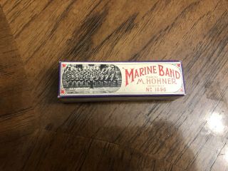 Vintage Germany Harmonica M.  Hohner Marine Band 1896 A440 Key C Box & Paperwork