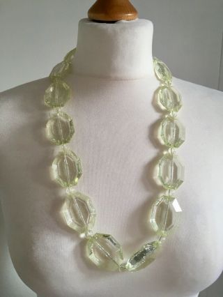 Vintage Style Art Deco Apple Green Juice LUCITE FACETED Chunky Beads Necklace 3