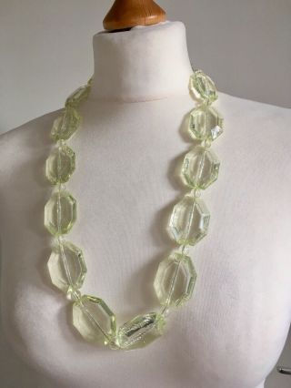 Vintage Style Art Deco Apple Green Juice LUCITE FACETED Chunky Beads Necklace 4