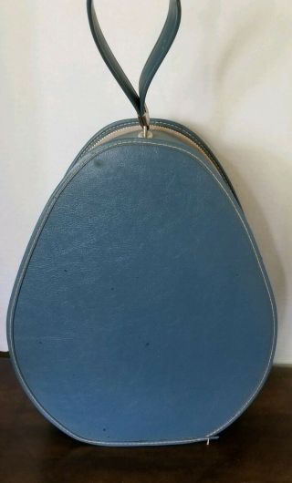 Vintage Blue Teardrop Egg Oval Shaped Train Case Luggage Carry - On Suitcase