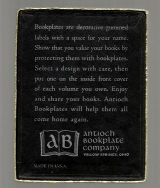 34 Vintage Antioch Bookplates Man on Ladder in Library Boxed Set Gummed Labels 3