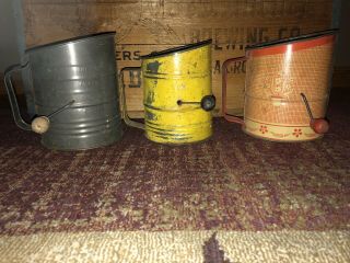 3 Vintage Flour Sifters Bromwell 