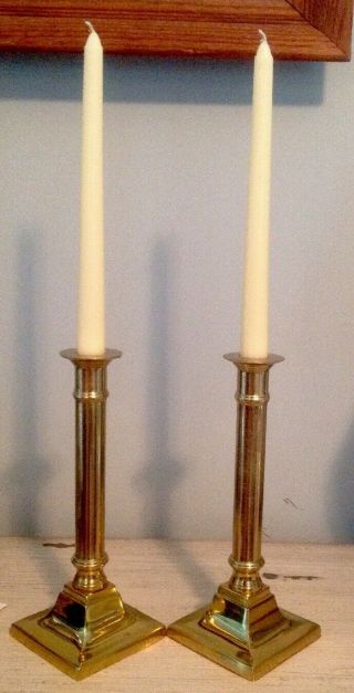 2 Vintage Harvin Brass 9 " Candlesticks 3020,  Virginia Metalcrafters