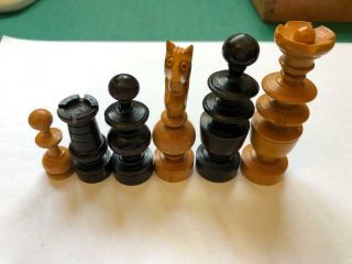 Vintage Old German chess game wooden figures in a small old wood box - Great 2