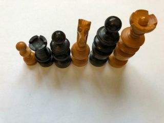 Vintage Old German chess game wooden figures in a small old wood box - Great 3