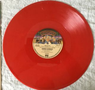 Vtg Red Vinyl Record Donna Summer Hot Stuff Obscure Nm 12” 45rpm Single Nm Limit