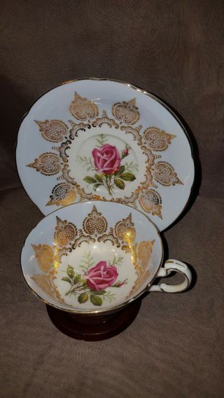 Vintage Paragon Teacup & Saucer Lavendar,  Gold With Rose - England