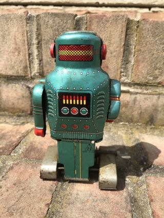 Vintage Space Robot Space Man Tin N Japan Sparkling Wind Up Walking Toy 4