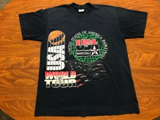 Mens Vintage Lightly Worn 1992 Usa Dream Team Jordan Bird Basketball Shirt Large
