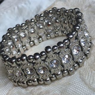 Vintage Sparkly Art Deco/noveau 1920s Rhinestones Faux Diamonds Bangle Bracelet