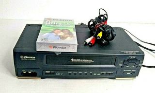 Emerson Ewv601b Hi - Fi Stereo 19 Micron 4 Head Vhs Vcr Player/recorder -