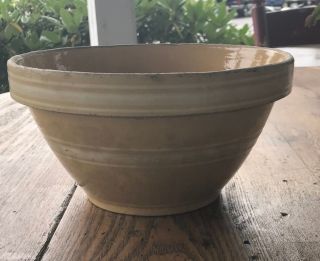 Vintage Yellow Ware White Banded Bowl 8