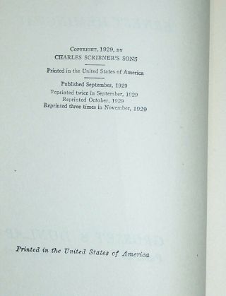 1929 A Farewell to Arms Ernest Hemigway Hardcover Grosset & Dunlap 3