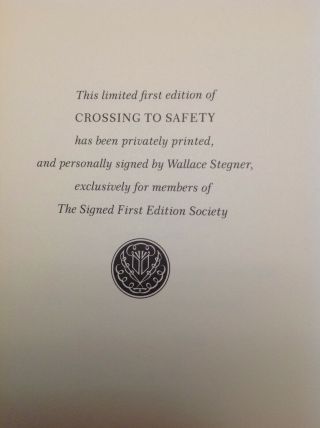 Signed First Edition Leather - Crossing To Safety Wallace Stegner (Franklin) 4